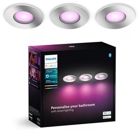 Philips-SADA 3x LED RGBW Stmievateľné kúpeľňové sv. Hue XAMENTO 1xGU10/4,2W IP44