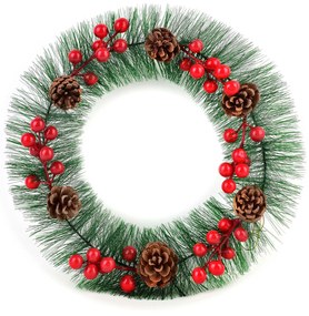 Vánoční věnec SANTA LILA 30 cm zelený/červený