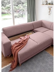 Ružová rozkladacia/s úložným priestorom rohová pohovka (pravý roh/do L) Classy Sophie – Miuform