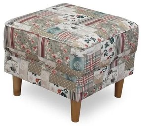 Kondela Kreslo, ušiak s taburetom, patchwork Viorica 1 látka, ASTRID