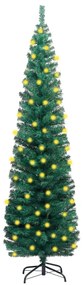 Úzky umelý vianočný stromček s LED a podstavcom zelený 240 cm 3077753