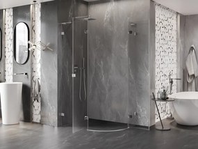 Mexen Lunar, L polkruhový sprchový kút naklápací doľava 100 x 90 cm, 8mm číre sklo, chrómový profil, 833L-100L-090P-01-00