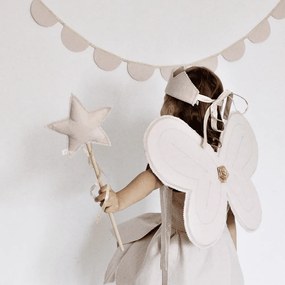 Ľanový kúzelný prútik púdrovo ružový so zlatom