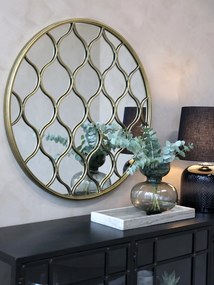Mosadzné antik okrúhle kovové nástenné zrkadlo Adria - Ø 85*3 cm