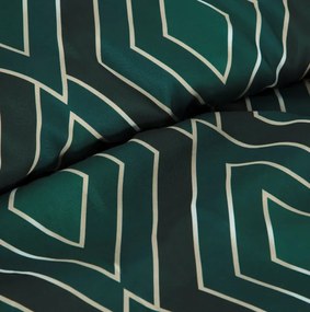 Zelené posteľné obliečky - geometrický vzor 3 časti: 1ks 220x200 + 2ks 70x80