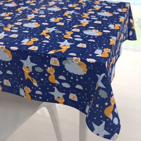 Biante Detský bavlnený štvorcový obrus Sandra SA-281 Líšky na večernej oblohe 100x100 cm