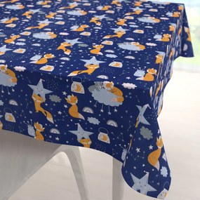 Biante Detský bavlnený štvorcový obrus Sandra SA-281 Líšky na večernej oblohe 70x70 cm