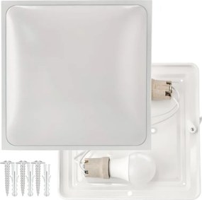 LED stropné svietidlo 2xE27 štvorcové biele + 2xE27 10W neutrálna biela žiarovka