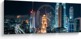 Obraz - Noc v Kuala Lumpur (s hodinami) (90x30 cm)