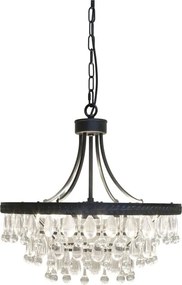 Čierny antik luster s kvapkovitými kryštálmi Versailles - 50*49cm/ E14/ 40W