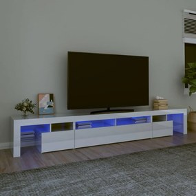 TV skrinka s LED svetlami lesklá biela 260x36,5x40 cm