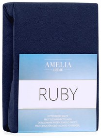 Froté prestieradlo s gumou AmeliaHome Ruby tmavomodré