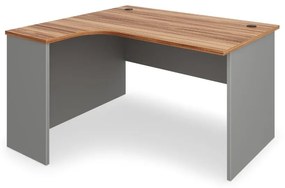Rohový stôl SimpleOffice 140 x 120 cm, ľavý, orech vlašský / sivá