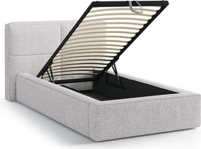 Svetlosivá čalúnená jednolôžková posteľ s úložným priestorom s roštom 90x200 cm Darren – Micadoni