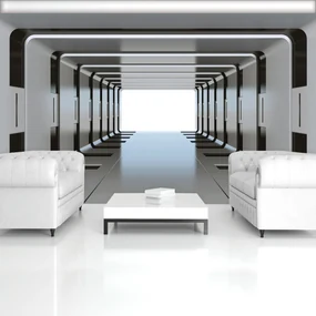 Fototapeta - 3D strieborný tunel (152,5x104 cm)
