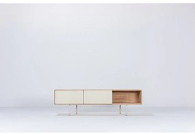 TV stolík z dubového dreva v bielo-prírodnej farbe 160x48 cm Fina – Gazzda