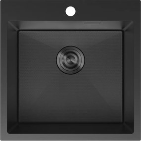 Mexen Solix, 1-komorový nerezový drez 500 x 500 mm, čierna, vzor voština, 6407501000-70HC