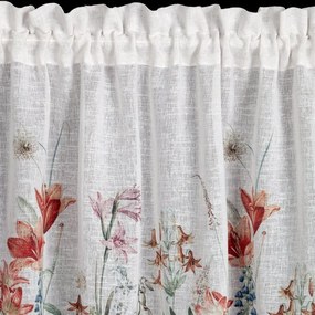 Dekorstudio Kuchynská záclonka NEMEZJA zdobená kvetinovou potlačou a čipkou 150 x 60 cm