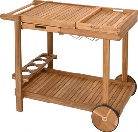 Záhradný servírovací stolík na kolieskach GRIL PARTY, akáciové drevo
