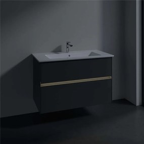 VILLEROY &amp; BOCH Collaro závesná skrinka pod umývadlo, 2 zásuvky, s LED osvetlením, 961 x 480 x 610 mm, Glossy Grey, C145B0FP