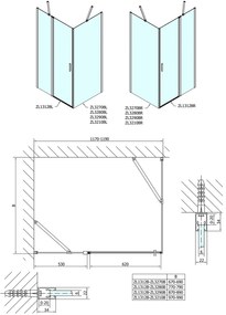 Polysan Polysan, Zoom Line Black obdĺžniková sprchová zástena 1200x800mm L/P varianta, ZL1312BZL3280B