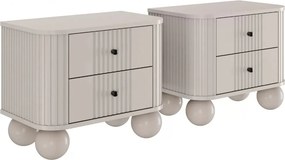 Súprava nočných stolíkov Vesper 56 cm - kašmír / čierne úchytky / guľové nohy