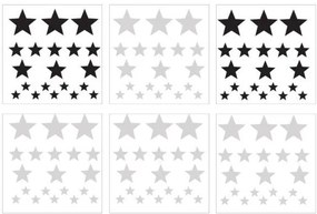 Samolepka do dětského pokoje sada hvězdy šedá a černá 3-8cm