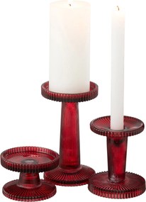 Sada 3 skleněných svícnů Nelly třešňově červená – 9,8*9,8*6,2 cm