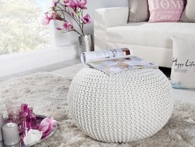 Leeds pletená taburetka biela 50 cm