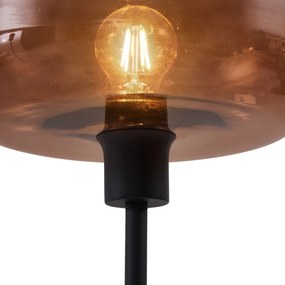Retro stojacia lampa čierna s bronzovým sklom - Bizle