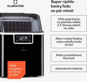 Klarstein Chios, výrobník ľadu, 20 kg/24 h, Auto-Clean, nádrž 3,2 l