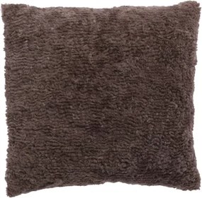 Dekoračný chlpatý vankúš Jane 45x45 cm, tmavo hnedý%