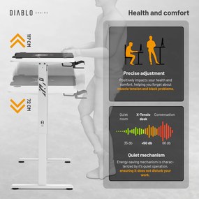 Výškovo nastaviteľný stôl Diablo X-Tensio 1100 biely