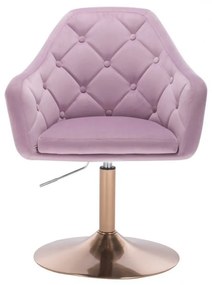 LuxuryForm DESIGN Kreslo ANDORA VELUR na zlatom tanieri - levanduľa