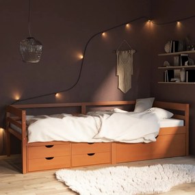 Rám postele so zásuvkami a skrinkou medovo-hnedý borovica 90x200 cm
