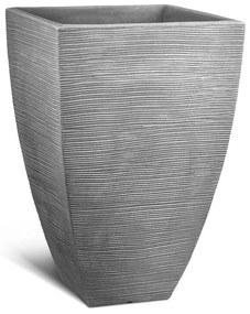 Ryhovaný kvetináč 40 x 40 x H 60 cm sivý
