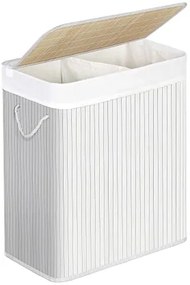 Bambusový kôš na prádlo, 2 oddelené priehradky, 62,5x52x32cm