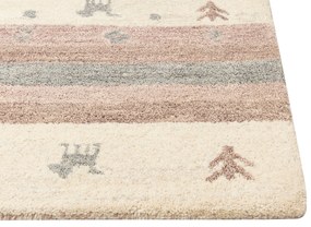 Vlnený koberec gabbeh 160 x 230 cm béžová/hnedá KARLI Beliani