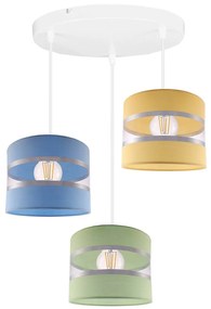 Závesné svietidlo Elegance, 3x textilné tienidlo (mix 8 farieb), (výber zo 4 farieb konštrukcie), o