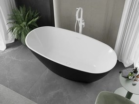 Mexen Eris, voľne stojaca vaňa 170 x 80 cm, biela-čierna, biely prepad, 53441708075-20