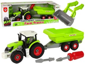 Lean Toys Traktor s vlečkou na demontáž - zelený