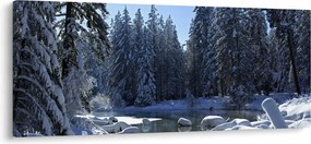 Obraz zasneženého lesa (120x50 cm)