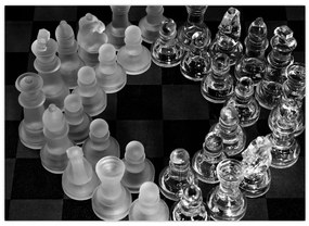 Obraz - čiernobiele šachy (70x50 cm)