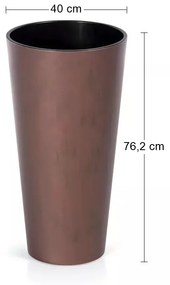 Vysoký plastový kvetináč DTUS400C 40 cm - hrdzavá