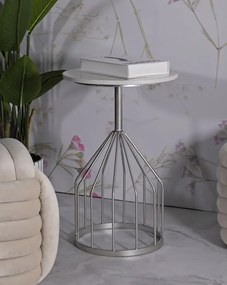 Odkladací stolík Cup 37 cm mramor/strieborný