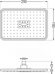 Mexen príslušenstvo, sprchová hlavica 30 x 20 cm D-54, čierna-chróm, 79754-71
