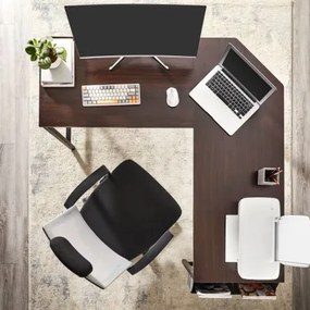 Sammer Kancelárske rohové stoly v hnedej farbe s odkladacím priestorom model_2155_1