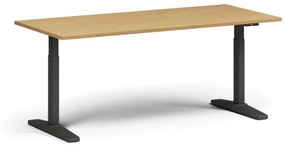 Výškovo nastaviteľný stôl, elektrický, 675-1325 mm, doska 1800x800 mm, čierna podnož, buk