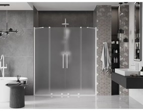 Mexen Velar Duo, posuvné sprchové dvere do otvoru 200 cm, 8mm sklo námraza, biela matná, 871-200-000-32-20