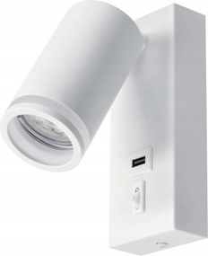 BERGE LED nástenné svietidlo GU10 s vypínačom a USB portom - biela